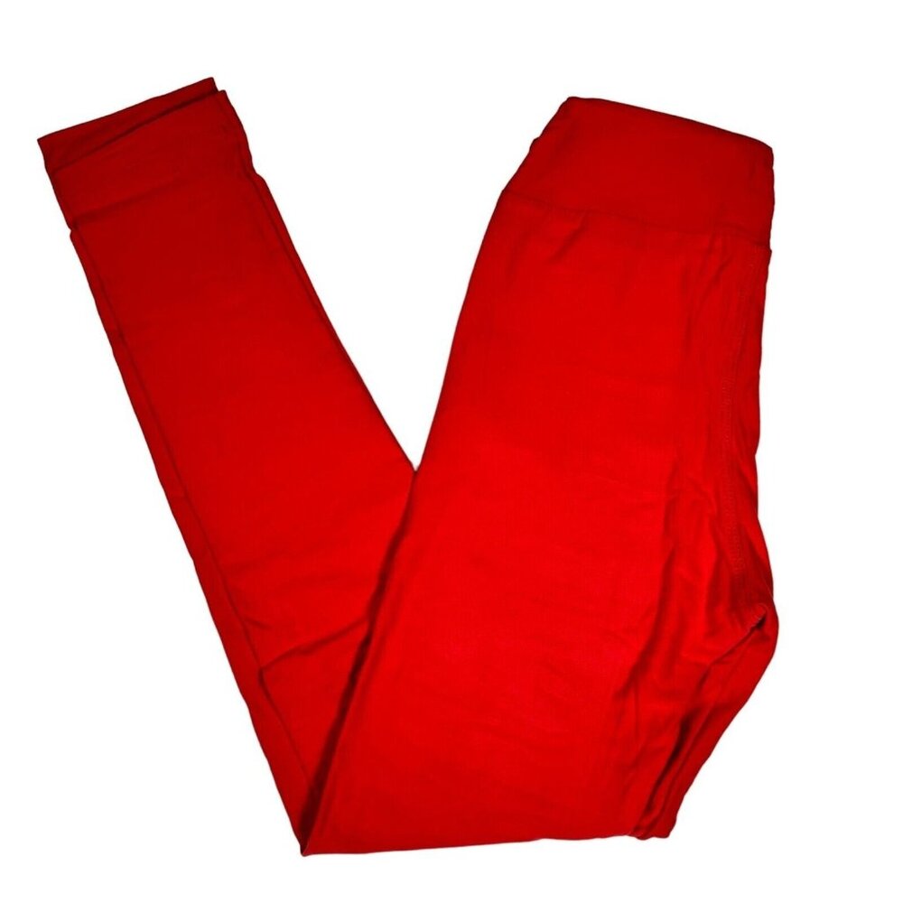 LuLaRoe Leggings Red Reddish Christmas Valentines Holiday Solid Color Tween